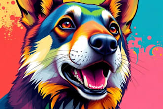 create a colorful animal pop art and portraits art for you