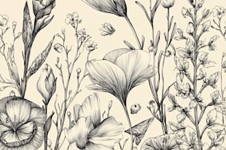 do best botanical line art illustration