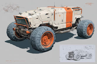 create sci fi vehicle design and spaceship concept art
