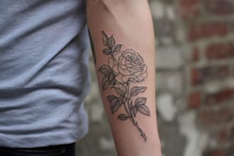 create a cute minimalistic line art tattoo design