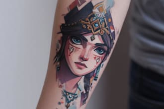create custom clock tattoo illustration