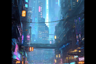 do cyberpunk scifi futuristic city