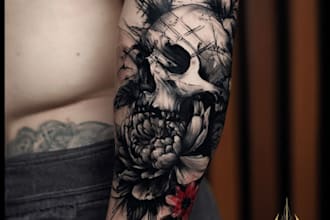 design custom bear tattoo illustration