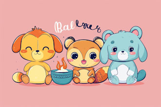 draw cute cartoon character, kawaii animal illustrations