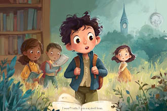 illustrate a childrens book series with magical art