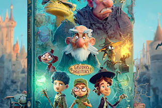 design amazing cartoon children book cover illustration