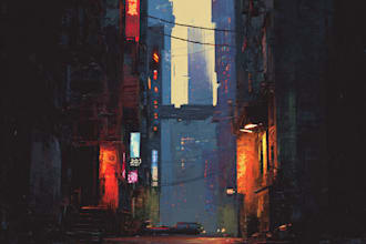 design an futuristic cyberpunk city for you