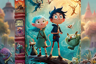 design cartoon mystery book cover illustration