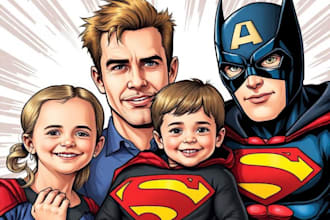 turn yourself a family superhero portraits for you
