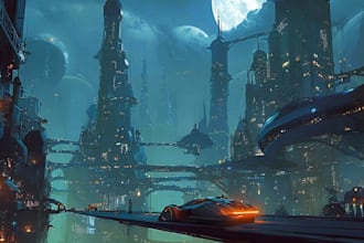 design futuristic cyberpunk city concept art