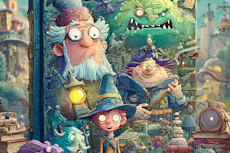 illustrate cartoon school story book cover design