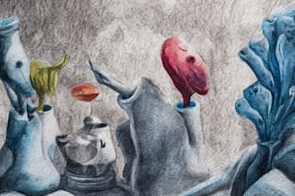 hand paint professional surrealist watercolor artwork