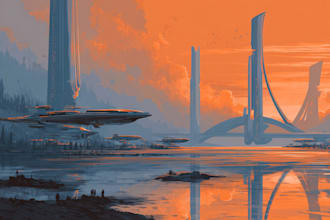 draw a cyberpunk futuristic city and background