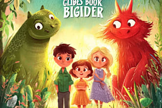 make animal children book cover illustration