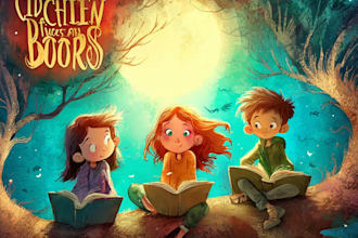 illustrate funny children comic book cover art