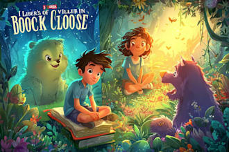 make watercolor children book cover illustration