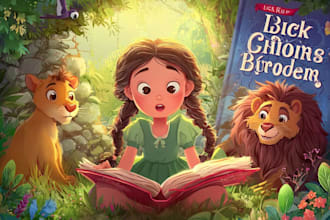 make inspirational children book cover illustration