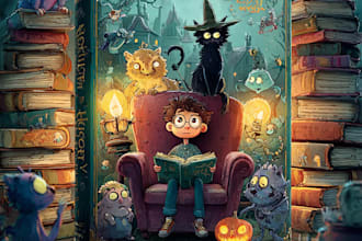 design fantasy cartoon book cover magical kids illustration