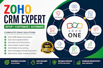 setup zoho CRM zoho one zoho creator zoho books zoho recruit automation