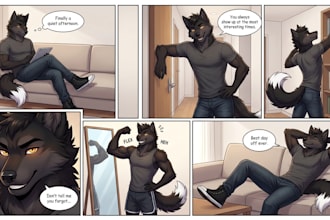 draw furry comic, fursona oc, erotic comic, comic illustration in nsfw or sfw