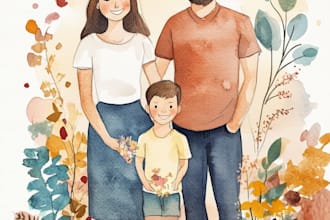 custom watercolor family portrait