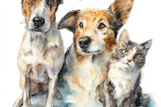 do watercolor custom pet portrait