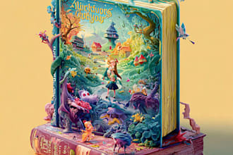 design a unique cartoon book cover for kids story books