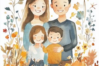 custom watercolor family portrait