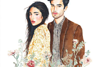 draw a sketchy watercolor portrait