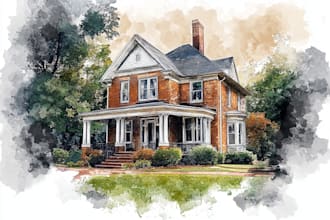 watercolor a house portrait