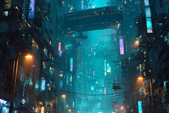 create a science fiction city background or a futuristic cyberpunk environment
