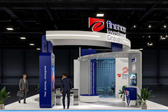 design modern exhibition booth, trade show plan, pavilion, render display stand
