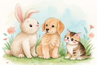 draw cute watercolor animals