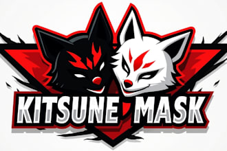 design outstanding kitsune mask mascot logo  with unlimited revision