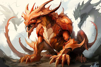 concept art for dragons and monsters, creatures