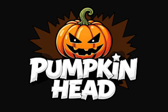 design eye catchy pumpkin head mascot logo  in 12 hours