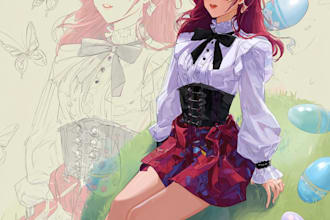 design anime fan art school girl