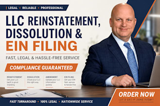 handle llc reinstatement, llc dissolution, amendment and ein filing in the US