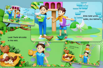 create cute 3d children book illustrations for kids storybook