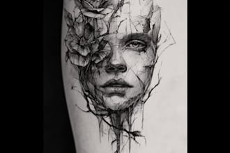 create custom compass tattoo illustration adventure style