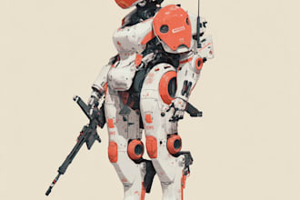 create stunning sci fi robot character art and designs