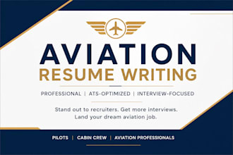 write ats resume for pilot, cabin crew and all aviation related jobs