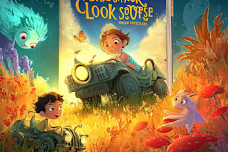 design a magical children book cover illustration