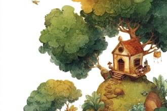 draw whimsical children story book illustrate kid cover