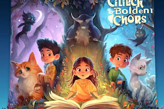 create a magical childrens book cover that captivates