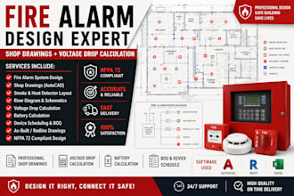 design fire alarm system shop drawings and voltage drop calculations