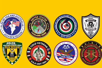 design a badass army military patch circular and skull logo