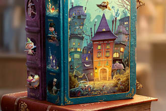 design a vibrant illustrated cartoon book cover