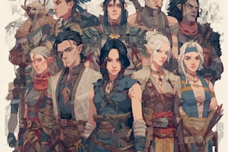 design a dnd party art and group art