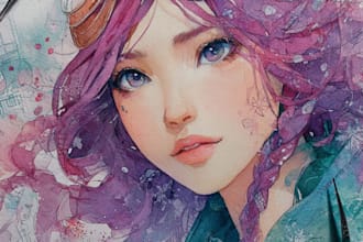 design watercolor portrait illustration